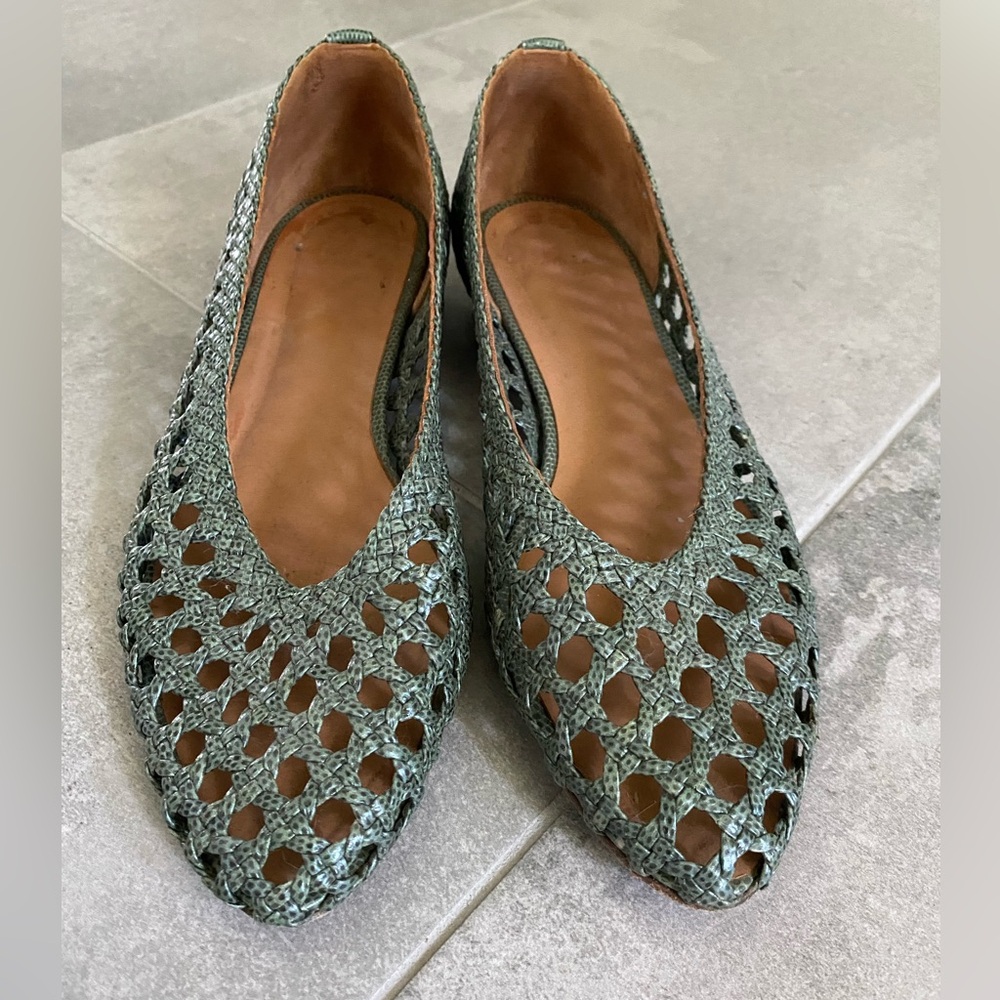 Sezane Leather Woven Ballet Flats